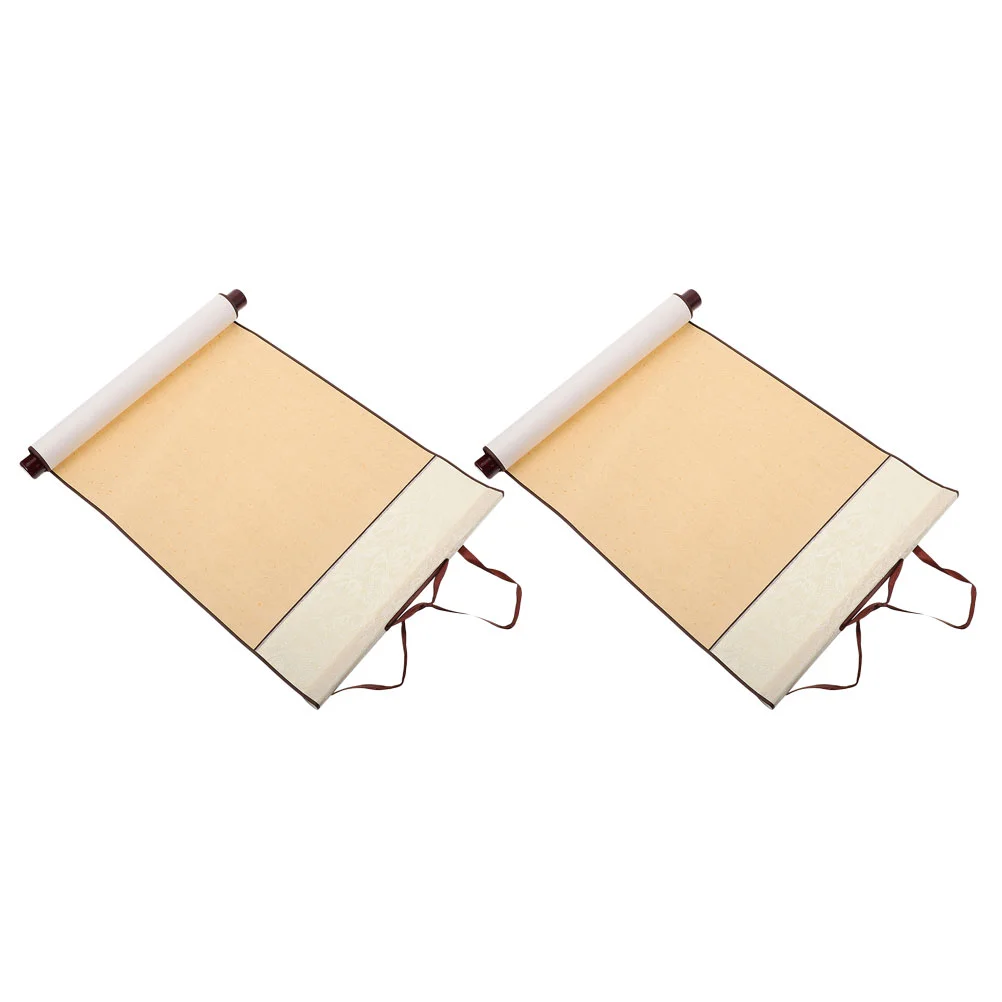 2 Pcs Wall Hanging Decor Blank Wall Japandi Decor Ink Paper Chinese Decor Calligraphy Scroll Calligraphy Paper Reel