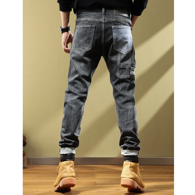 Men Clothing 2022 Autumn and Winter New Pattern Self-cultivation Elastic Force Black Grey Pencil Pants Recreational Jeans Female
