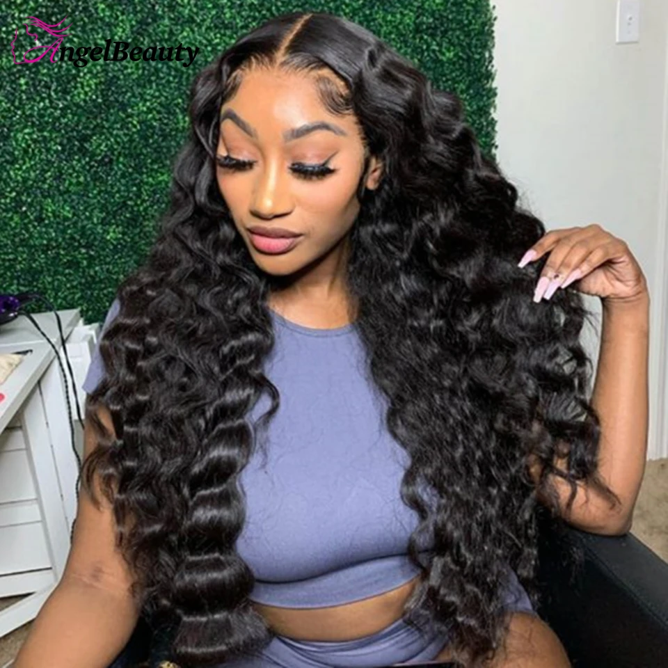 23.5 inch Large Size Cap Human Hair Wigs Brazilian Deep Wave Lace Front Human Hair Wigs For Women Pre Plucked Remy Closure Wig