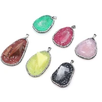 1pcs natural stone resin agate crystal bud irregular inlay diamond pendant for jewelry makingdiy necklace accessories gift party
