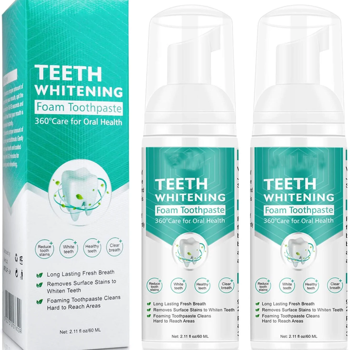 

60ml Teeth Whitening Foam Toothpaste Powerful Whitening Without Sensitivity Safe and Effective on Oral Health teeth whitening