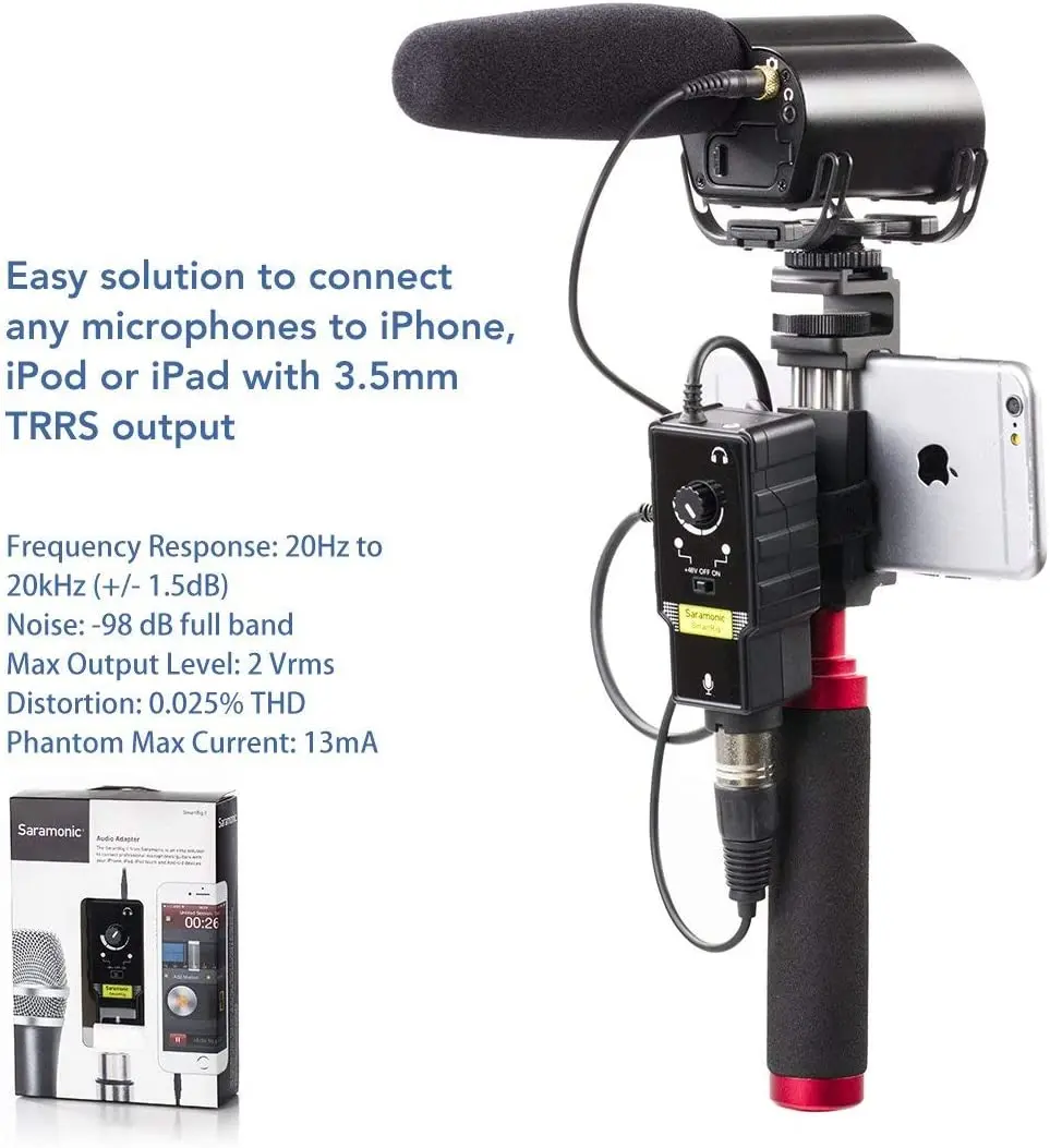 Saramonic SmartRig II Professional Mic&Guitar Interface Preamplifier Audio Adapter Mixer for iPhone iPad Android devices