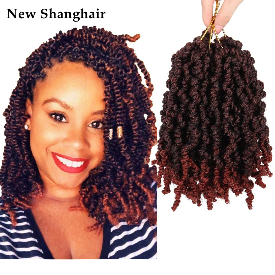 

Pre-twisted Spring Twist Hair 10 inch Passion Twists Crochet Hair Spring Twists Short Curly Bomb Twist Braiding Hair NS28