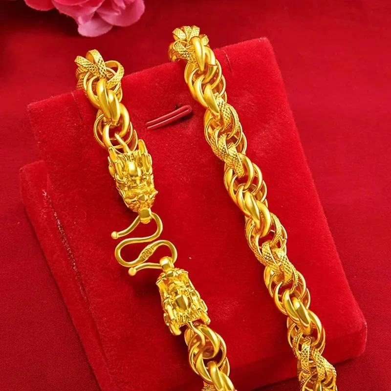 Фото Мужское колье Twist из золота 24K AU999 - Классическая прочная цепочка Twist, из чистого золота 24K/AU999, с надежным и смелым дизайном для мужчин. №3
