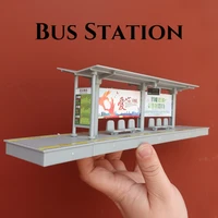 diy model making bus station model toys sand table architecture building layout platform set urban landscape assembly kit 1set