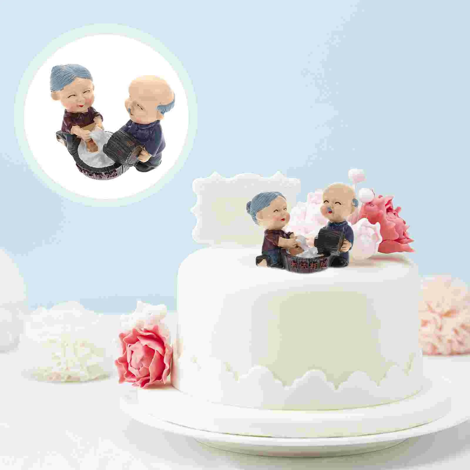 

Couple Figurines Resin Figurine Wedding Old Statue Elderly Statues Cake Decoration Parents Grandparents Loving Ornament Home