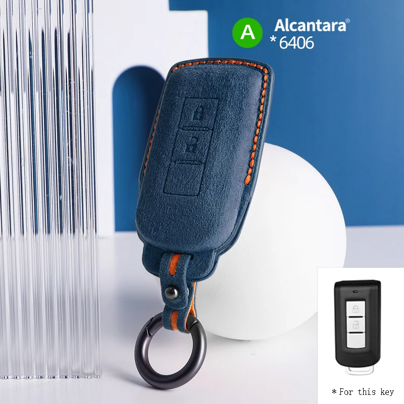 

Alcantara Car Key Case Cover Holder Key Shell Buckle For Mitsubishi Outlander ASX LANCER Pajero Sport Eclipse Cross Keychain