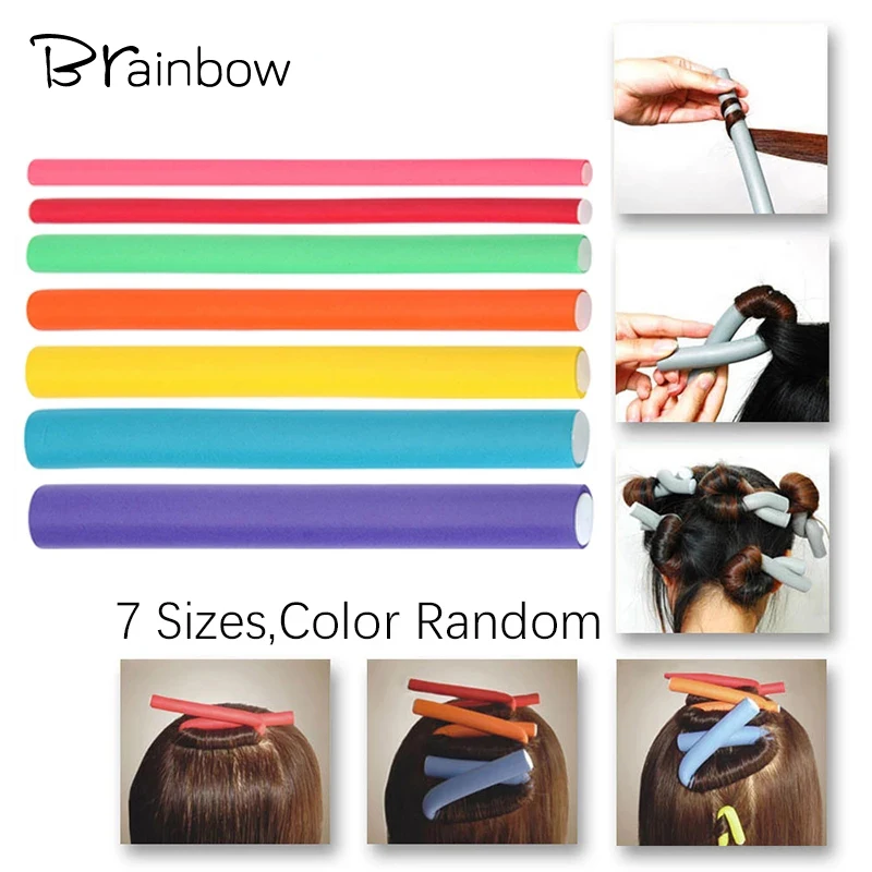 Brainbow 10pcs Soft Foam Hair Roller Flexible Hair Curling Rod Hair Curler Makers Bendy Twist Curls Flexi DIY Rollers Styling