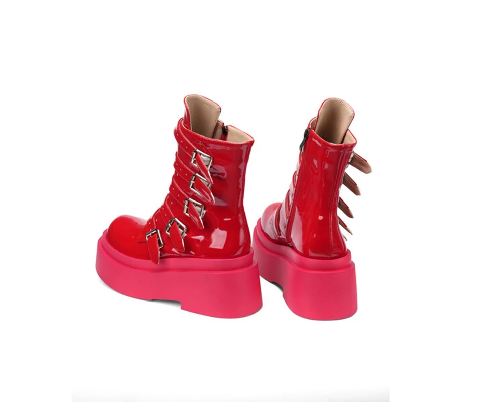 Женские ботильоны на толстой подошве черные готические ботинки платформе с