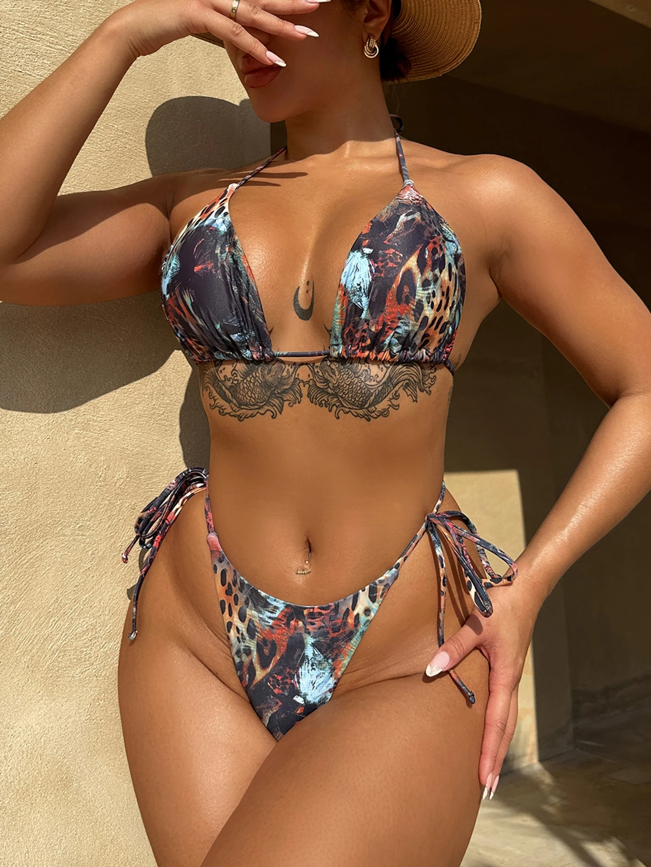 Винтажный сексуальный купальник-бикини бандажный купальник с принтом тигра