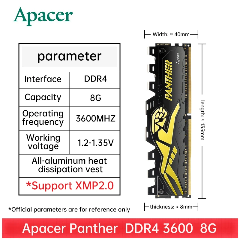 

Десктопная память Apacer Серии Пантеры DDR4 8GBx2 2666/3000/3200/3600 МГц, память для ПК, ОЗУ, поддержка материнской платы DDR4