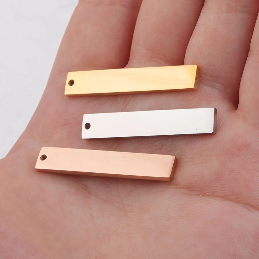 

10pcs/lot 2*6*35mm Blank Bar Tag Charm Pendant Mirror Polish Stainless Steel DIY Rectangle Bar For Customize Jewelry