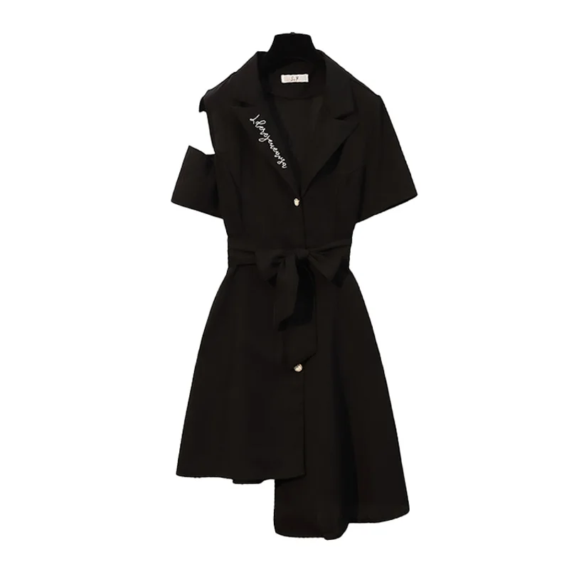 

Women Summer Elegant Midi Dress Plus Size 4XL V Neck Short Sleeve A Line Slim Casual Single-breasted Bandage Black Party Vestido