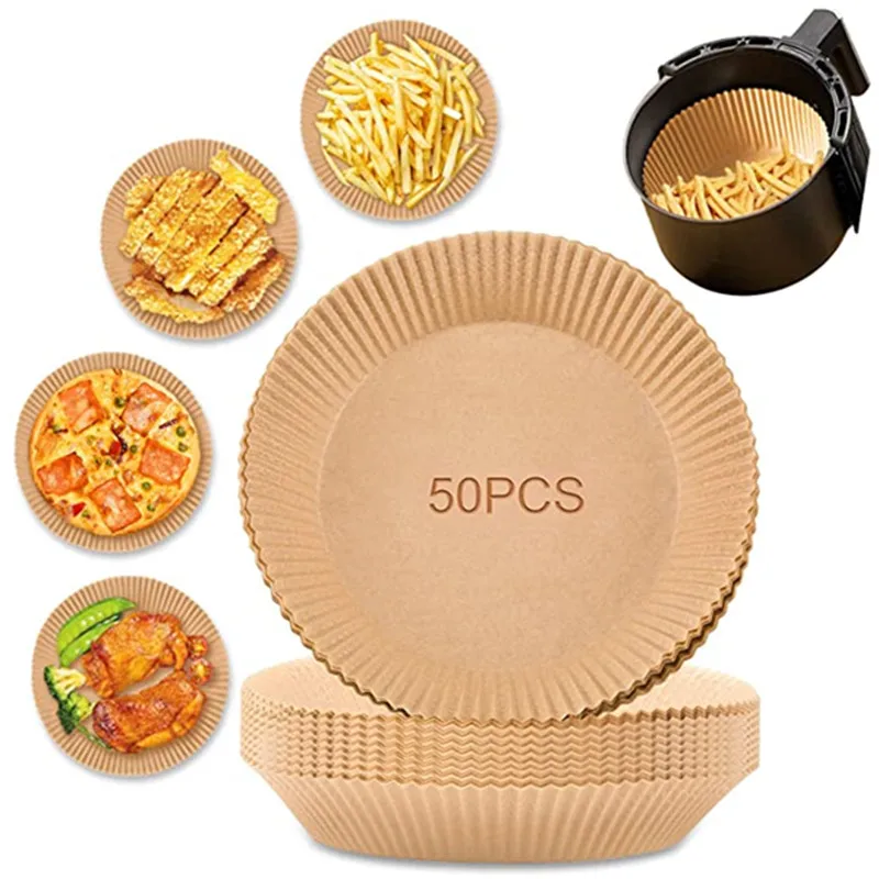 

Disposable Air Fryer Paper Liner Oil-proof Water-proof Paper Tray Non-Stick Parchment Baking Mat For Roasting Oven Microwave