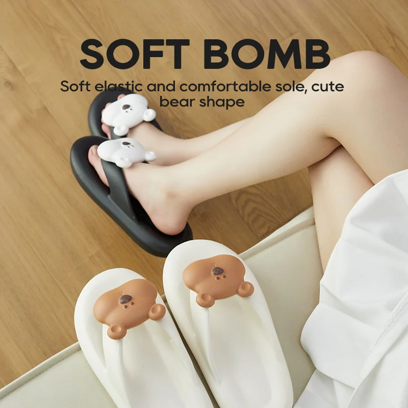 UTUNE Bear Women Flip Flops Comfortable Summer Outdoor Casual Slippers Beach Style Non-slip Thick Bottom Females Women's Shoes