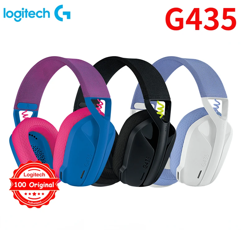 

Logitech G435 Lightspeed Bluetooth Wireless Gaming Headset Over-Ear Headphones Built-in mics Compatible with Dolby Atmos for PC