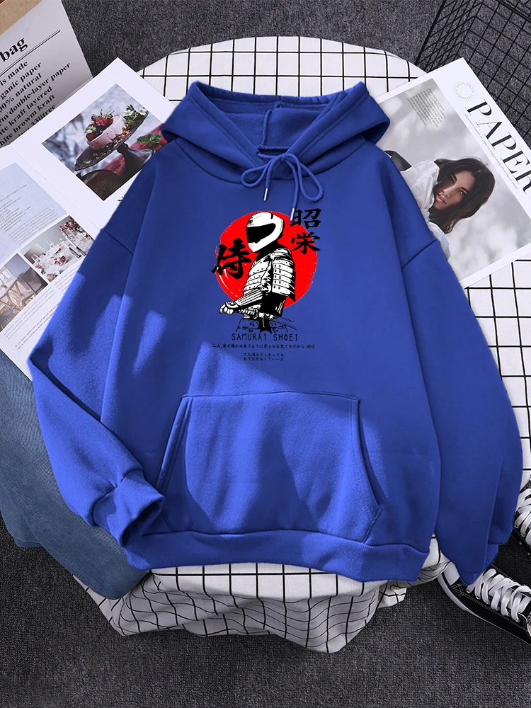 

Japan Samurai Warrior With Saber Sweats Hooded Hip Hop Loose Streetwear Casual Fleece Sweatshirts Korean Aesthetic Female Tops