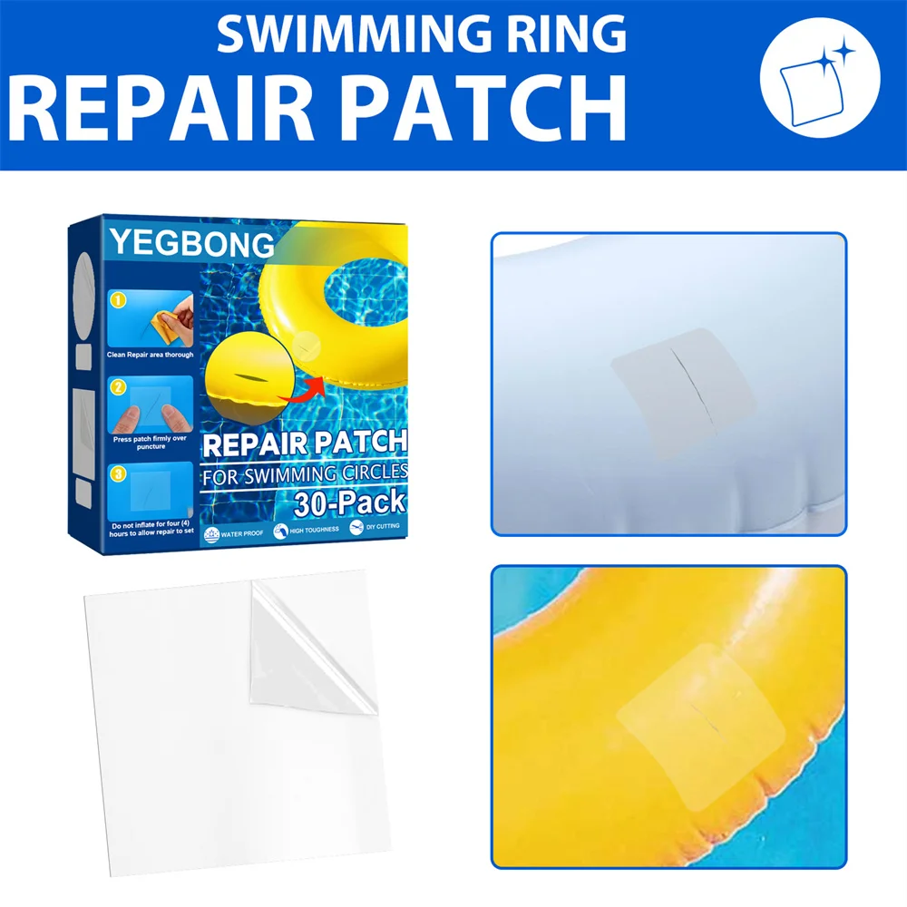 Inflatable Repair Kit Waterproof Self-Adhesive Repair Patch For Water Mat Swimming Ring Pool Float Air Bed Nano Repair Glue Pads