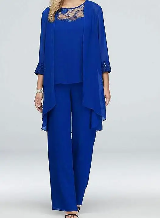 

New Fashion 2023 Summer Casual Lace Chiffon Top Trousers Cape Three-Piece Set Elegant Female Suit