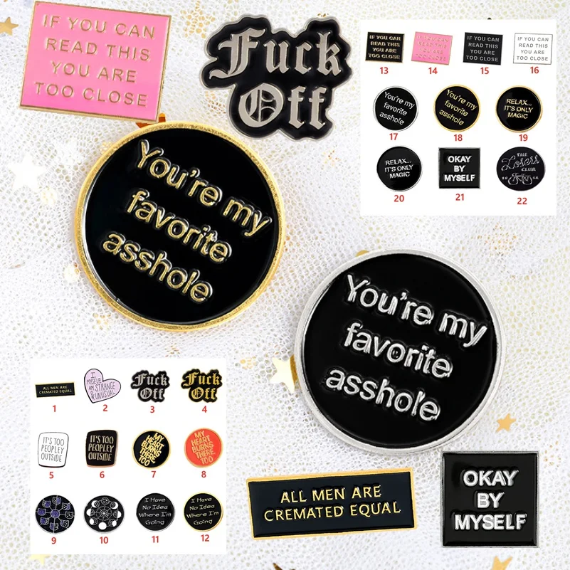 

Индивидуальные искусственные Смешные фразы, вы любимый эмалированный булавка с надписью значки с героями мультфильмов, креативный подарок...