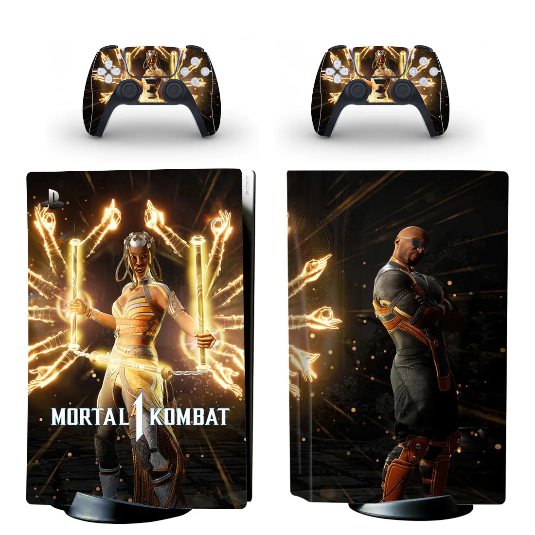 Виниловая наклейка Mortal Kombat 1 PS5 для консоли и 2 контроллера