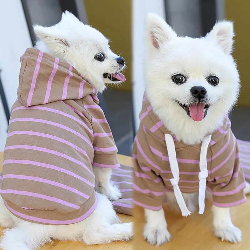 Pet Dog Cat Hoodie Striped Clothing Supplies Spring, Summer, Autumn New Teddy Bichon French Bulldog Clothes Clothing
