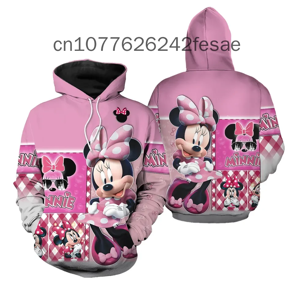 Толстовка с капюшоном Минни Маус Диснея Повседневная модная уличная Мужская и