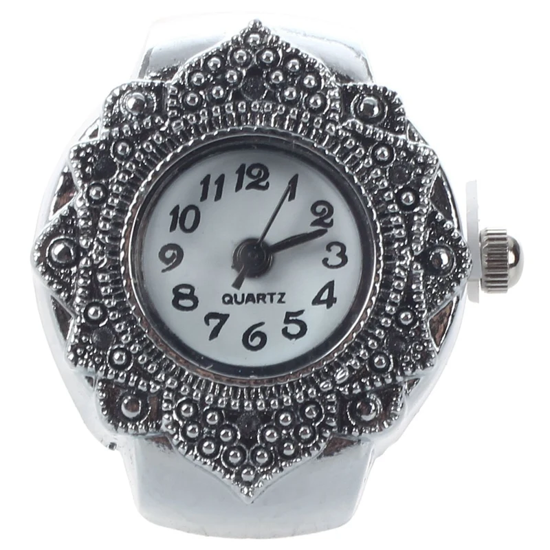 

10X Tibetan Silver Flower Men Lady Finger Ring Watch 0.87 Inch HOT