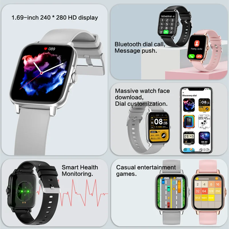 Sport Smart Watch GT50 Bluetooth Call Custom Dial for Women Fitness Men Smartwatch Heart Rate Blood Pressure Monitor Tracker