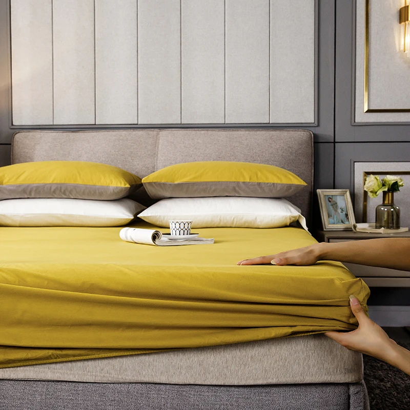 

J 1 pc 100% Pure Cotton Fitted Bed Sheet Single Twin Double Queen King Size Bed Sheet with Elastic Bottom Sheet Cotton