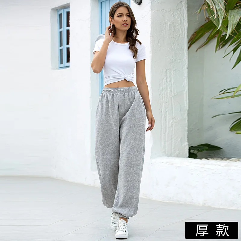 

2021 Women's Four Seasons Home Casual Sports Pants Basic Loose Footwear Casual Pants
