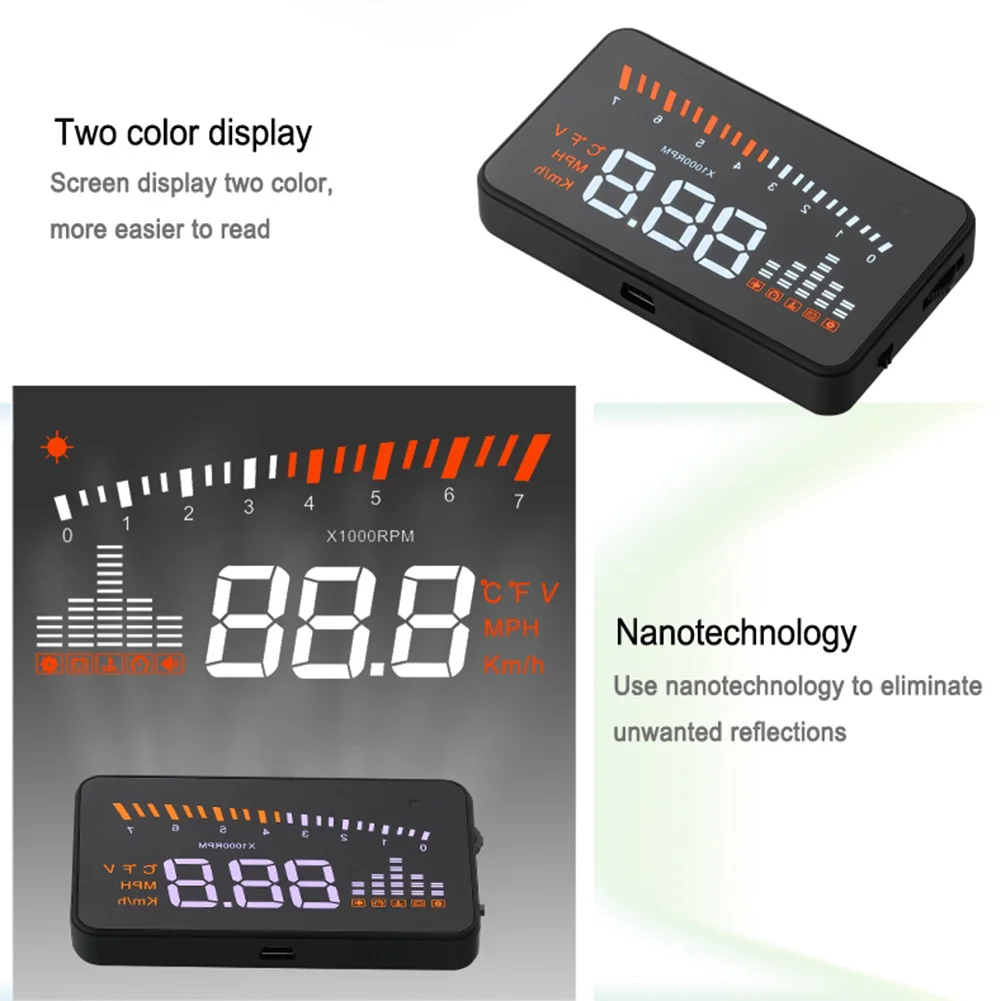 

Projector Head Up Display Car Interior 9x5x1.2cm ABS Accessories Black