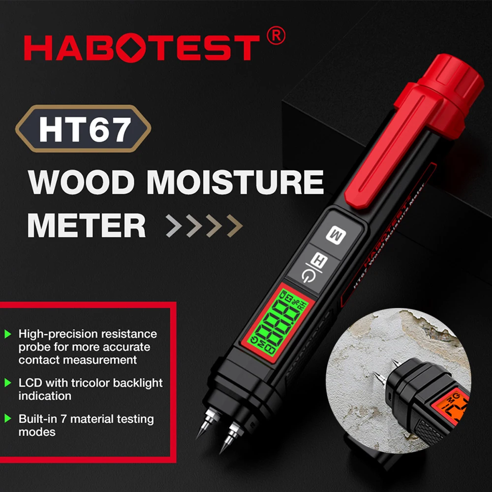 Цифровой измеритель влажности древесины HABOTEST HT67 бетона цемента кирпича с
