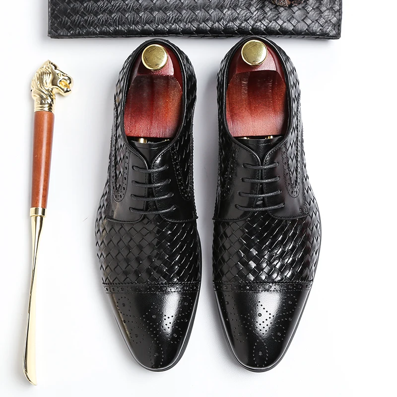 

Topvivi Men Brogues Shoes Men Dress Business Shoes Oxford Shoes Lace-Up Bullock Business Wedding Dress Shoes Male Formal Shoes
