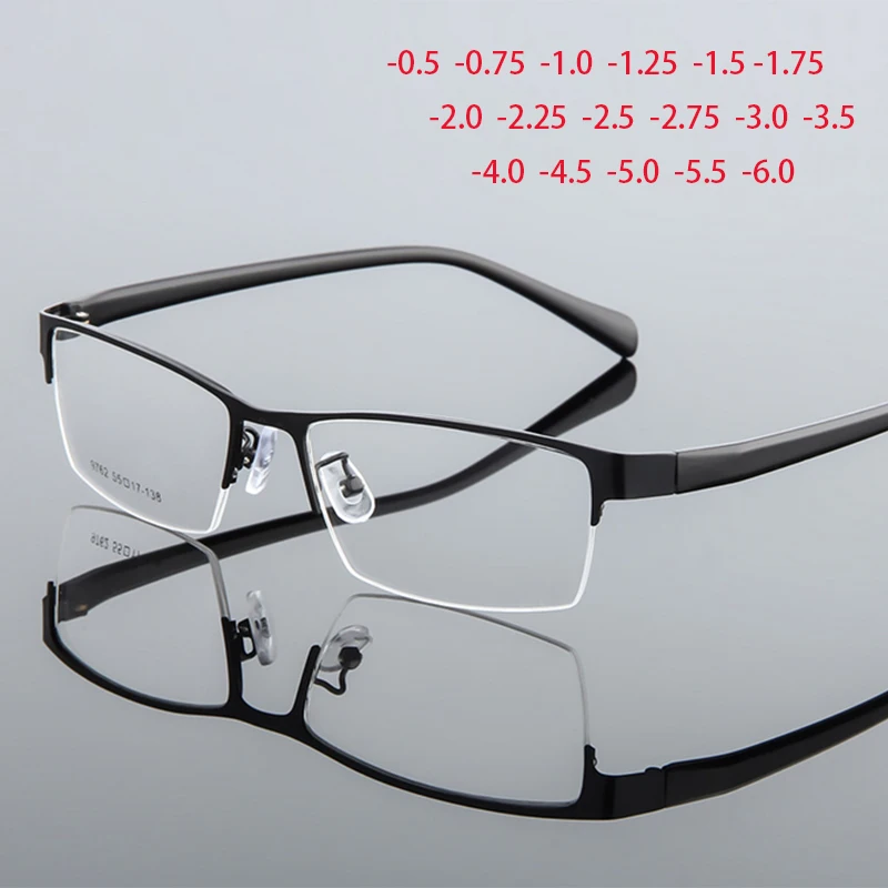 Женские Классические оправы для очков с металлической оптической оправой для работы и досуга очки для близорукости от 0 до 0,5-0,75 до-6