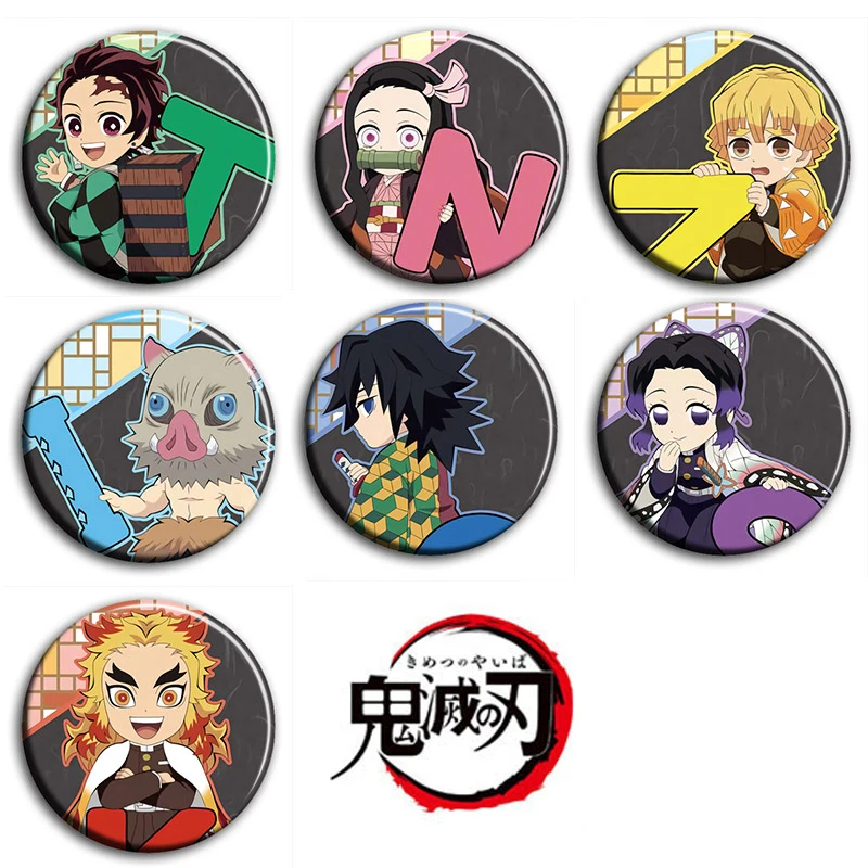 

7pcs Anime Badge Demon Slayer Kimetsu no Yaiba Kamado Nezuko Pin Broooh Button