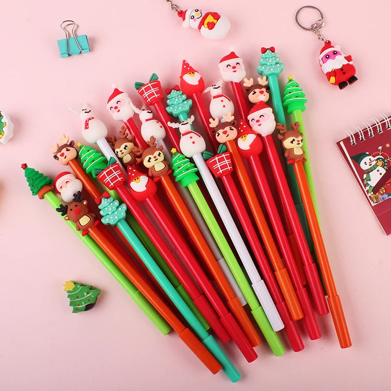 

Cute Gel Pen 20 /30pcs Christmas Series Small Fresh Student Office Pen Examination Tool Stereo Full Needle Smooth Black Refill