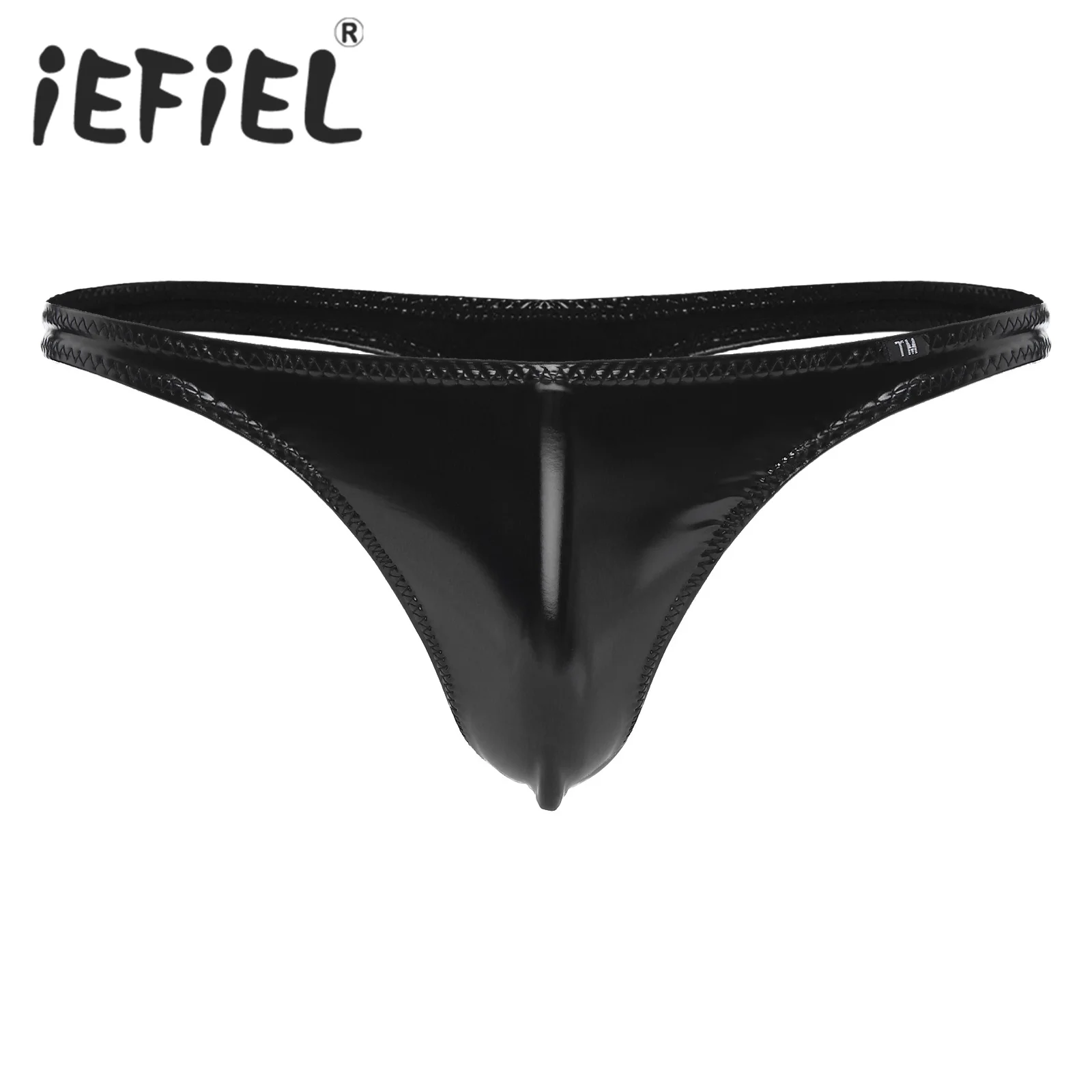 Мужские Трусы-стринги из лакированной кожи с Т-образным вырезом