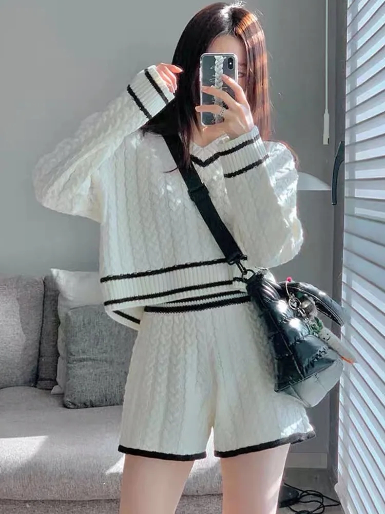 

2023 autumn Women tops Pant Sets Sweater Casual Tracksuit 2 piece sets women outfit jerseys knitwears pullovers conjuntos cortos