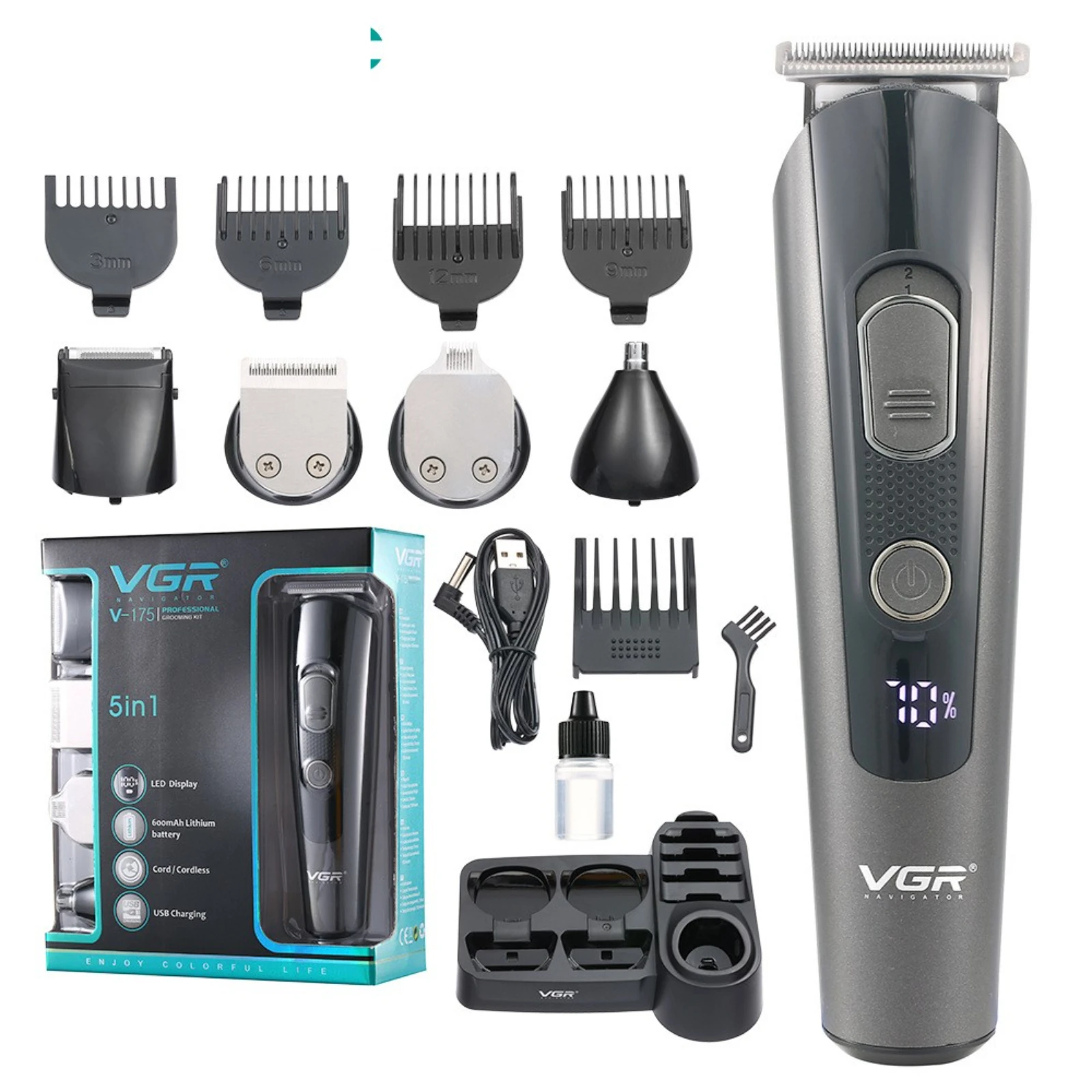 

V-175 Grooming Kit Professional Nose Hair Trimmer Electric Shaver Cordless Hair Cutting Machine Hair Clipper Trimmer for Men