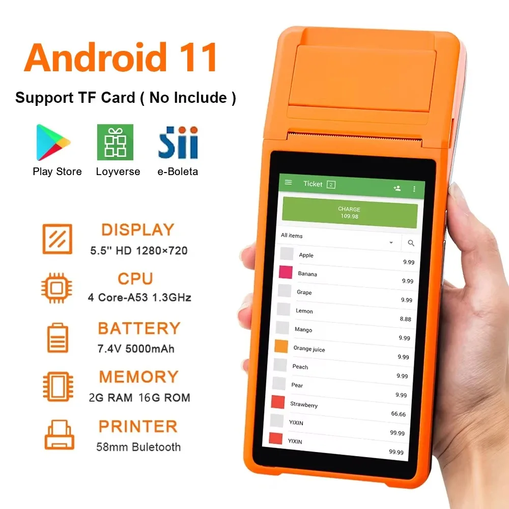 Фото Портативный термопринтер для чеков и билетов 2+16G Q2 Android 11 PDA POS с беспроводным Bluetooth-подключением №1