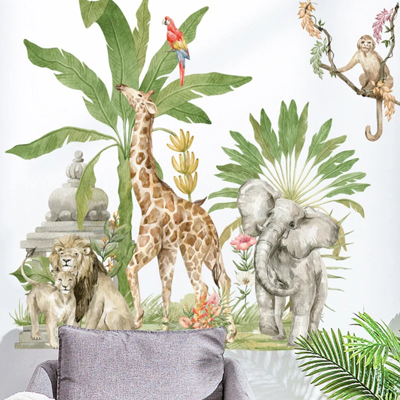 

3d african forest wall sticker home decoration self adhesive kids room jungle animal wall art decal