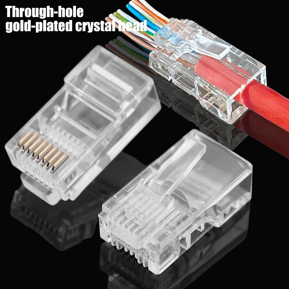 50-1 шт. RJ45 Cat6 Cat5e сквозные разъемы обжимные модульные сетевой кабель разъем Ethernet