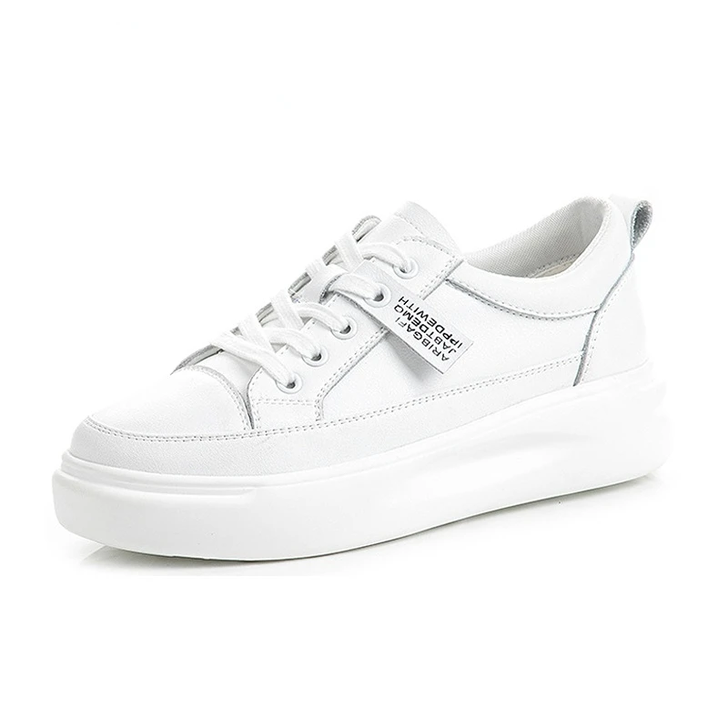 

Кроссовки женские из натуральной кожи, Повседневная дышащая Спортивная обувь на платформе, Вулканизированная подошва, белые, большие размеры