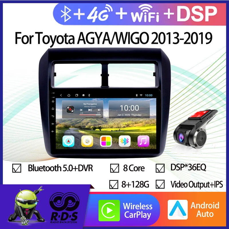 

6G+128G Android 11 Car GPS Navigation For Toyota AGYA/WIGO 2013-2019 Auto Radio Stereo Multimedia Player Support USB DVR