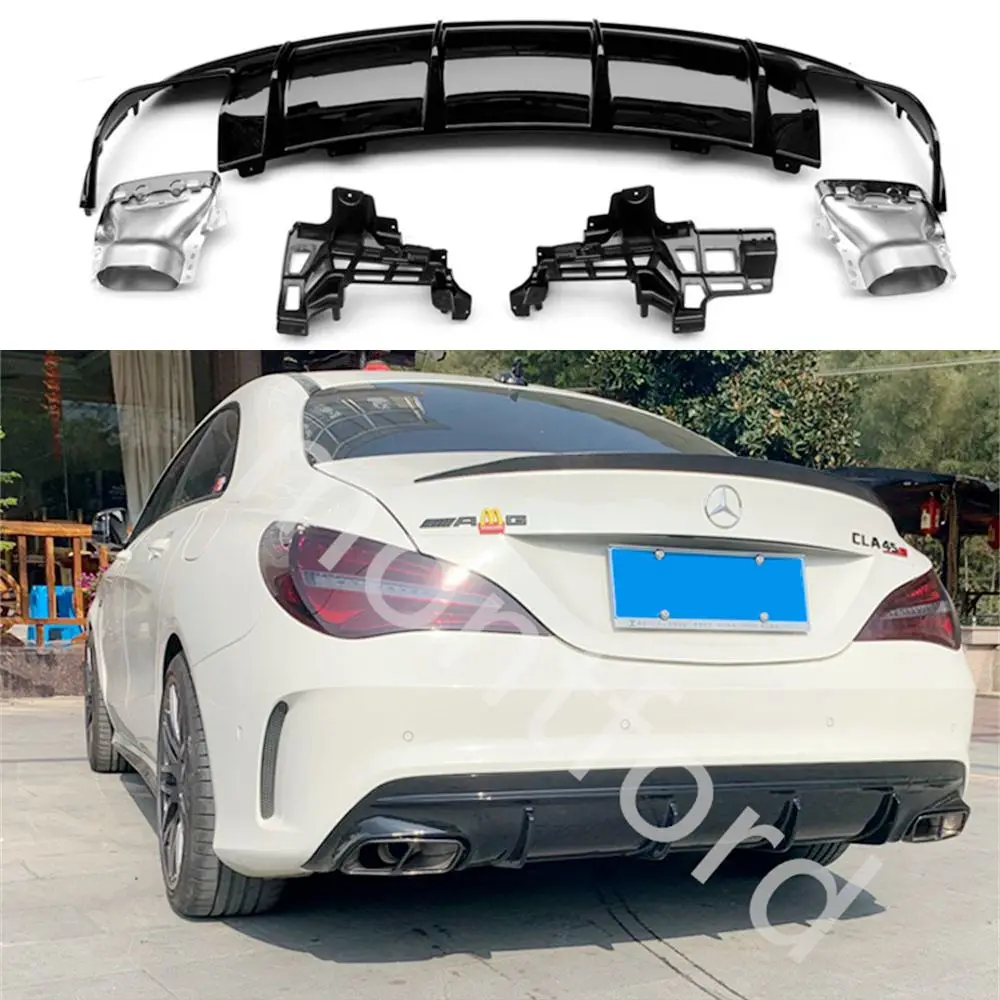 

Углеродное волокно/Блеск черный диффузор для заднего бампера губа для Mercedes Benz C117 W117 CLA200 CLA260 CLA45 AMG 2016-2019 задний диффузор