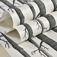 black white birch tree wallpaper modern design roll pearly rustic forest woods bedroom living room wall paper