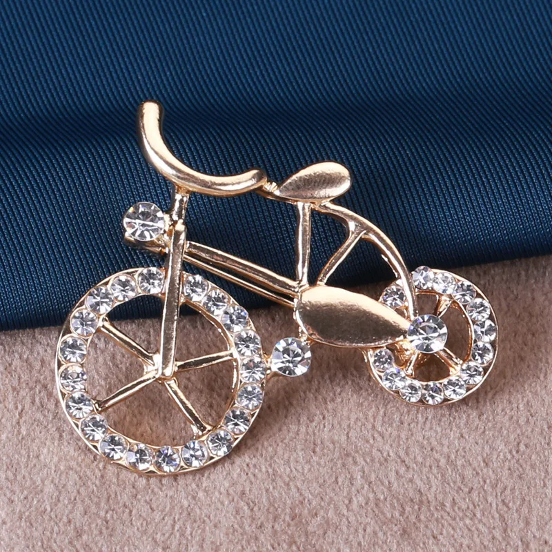 

High-end creative bicycle lovers rhinestone small bicycle brooch rhinestone creative silk scarf buckle pin female