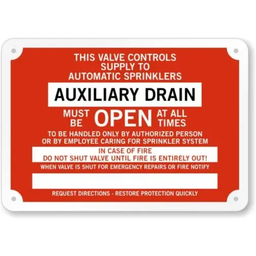 Вспомогательная идентификация разбрызгивателя алюминиевый знак защиты от