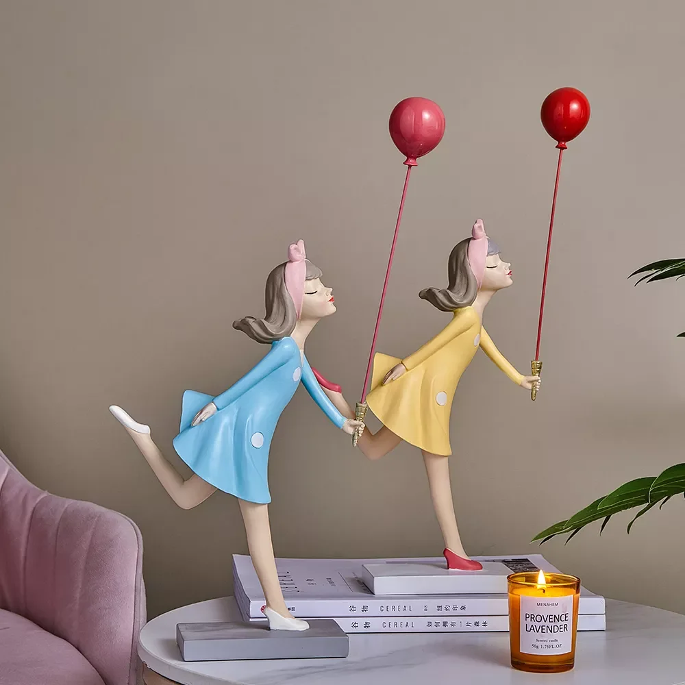 

Wall Decoration Balloon Girl Statue Resin Figurines for Interior Home Decor Aesthetic Living Room Decoration Accessories Gifts